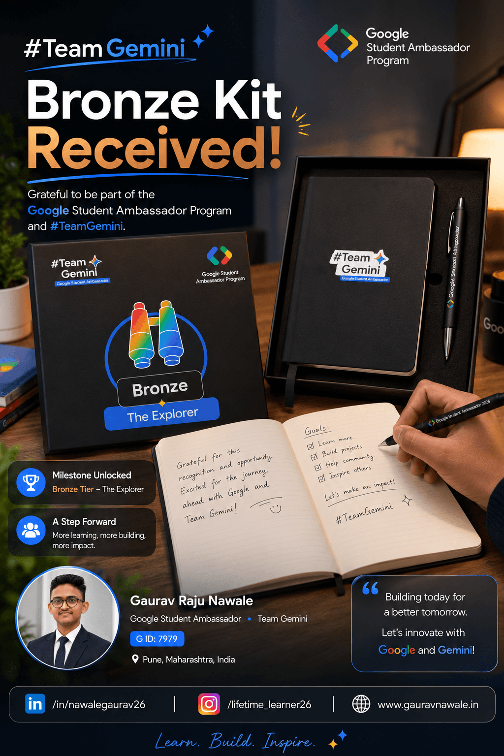 Gaurav Nawale Bronze Kit Google Student Ambassador – Team Gemini